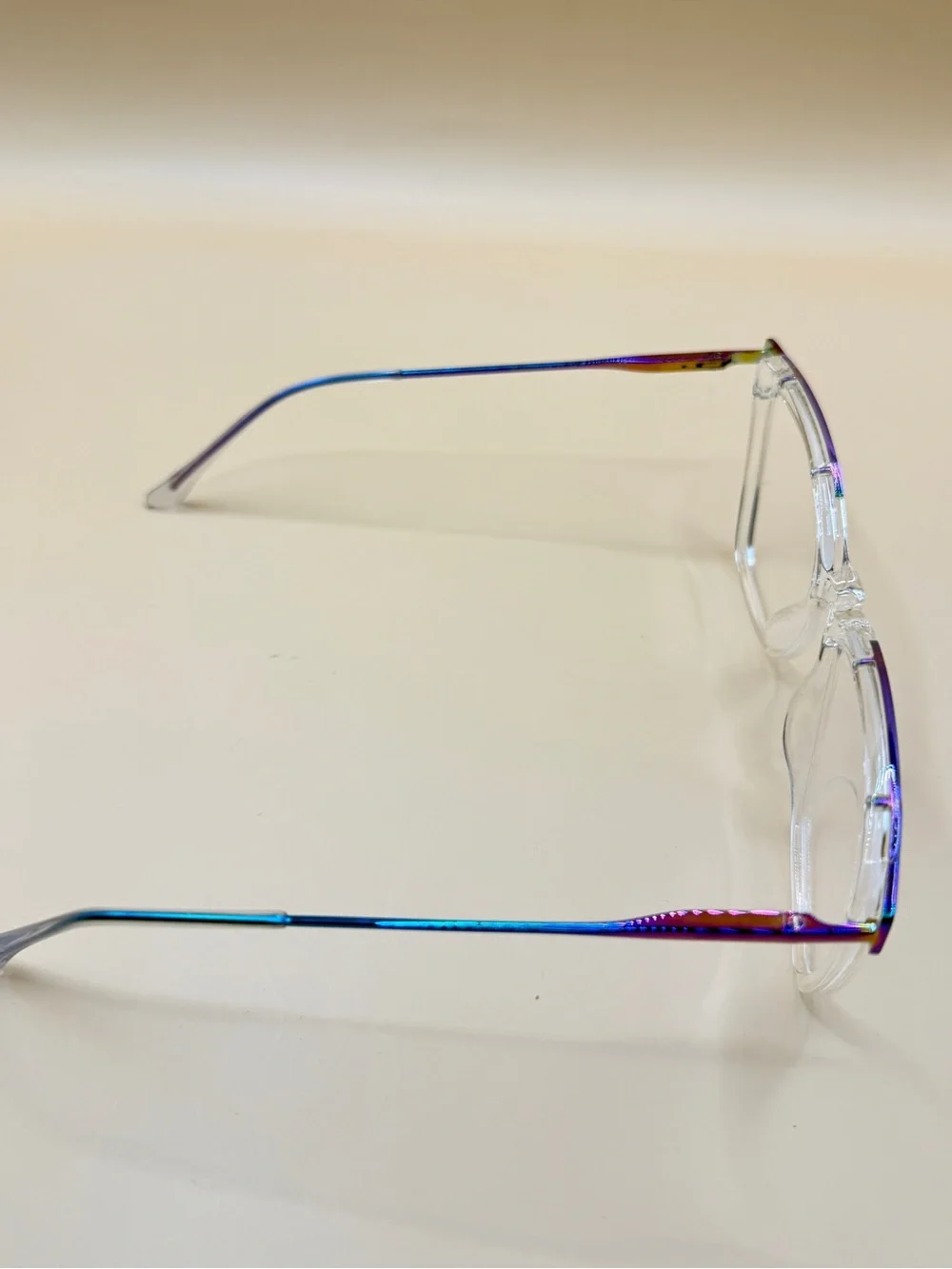 Zeelool Clear Square Blue Light Glasses with Rainbow Accents, No prescription